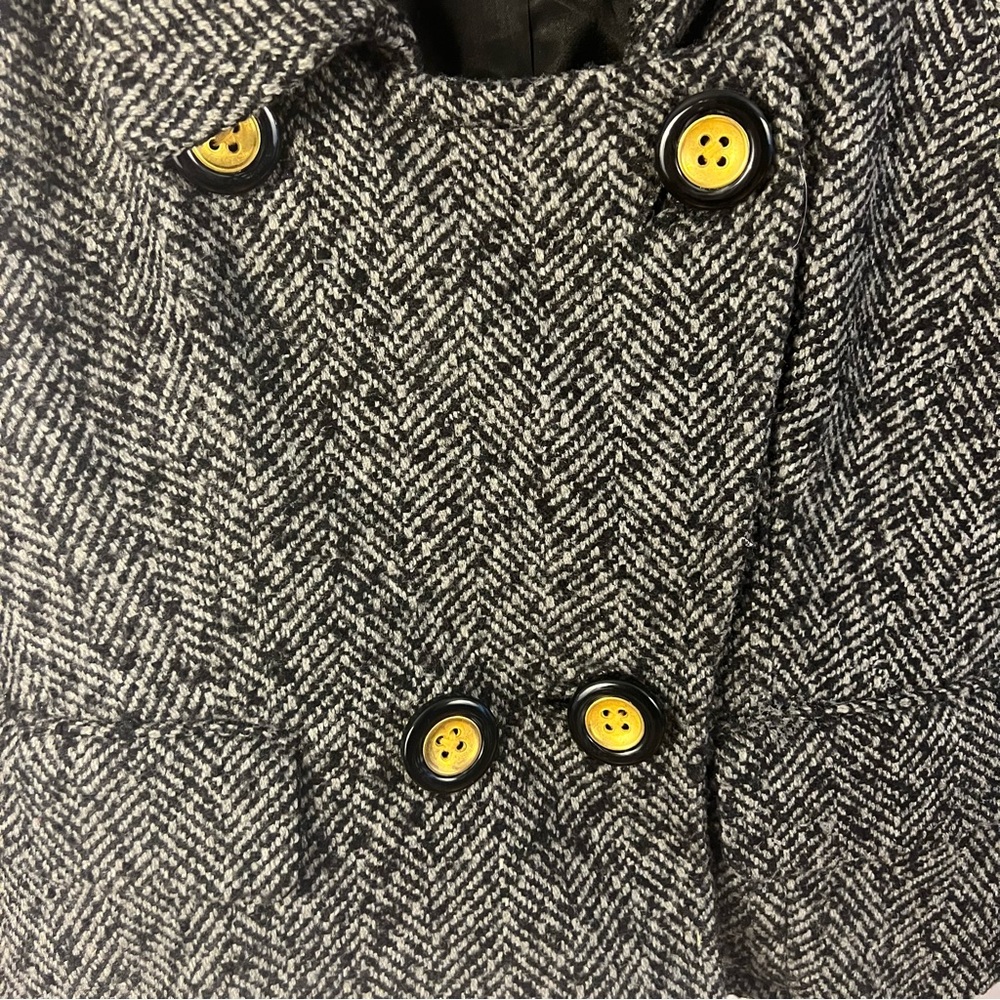 Banana Republic Jacket Cropped Tweed Military Wool Blend Herringbone Size Small - Picture 2 of 3